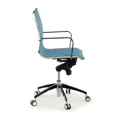 poltrona da ufficio azzurro celeste struttura cromata ecopelle ecopelle braccioli fissi 4