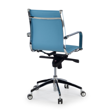 poltrona da ufficio azzurro celeste struttura cromata ecopelle ecopelle braccioli fissi 5