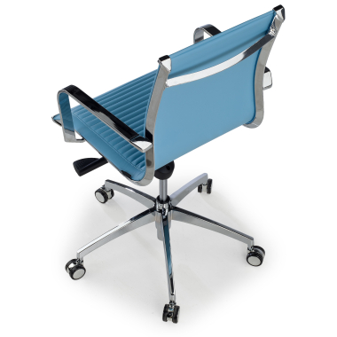 poltrona da ufficio azzurro celeste struttura cromata ecopelle ecopelle braccioli fissi 7