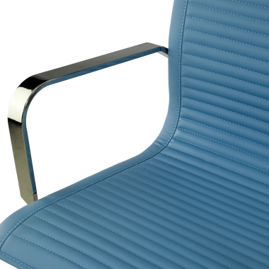 poltrona da ufficio azzurro celeste struttura cromata ecopelle ecopelle braccioli fissi 8