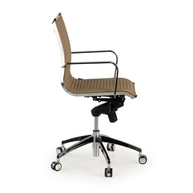 poltrona da ufficio marrone caffe struttura cromata ecopelle ecopelle braccioli fissi 4