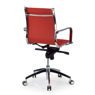 poltrona da ufficio rosso struttura cromata ecopelle ecopelle braccioli fissi 5