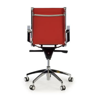 poltrona da ufficio rosso struttura cromata ecopelle ecopelle braccioli fissi 6