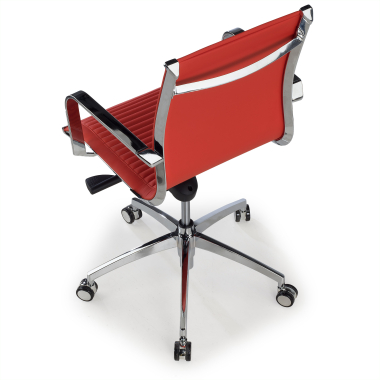 poltrona da ufficio rosso struttura cromata ecopelle ecopelle braccioli fissi 7