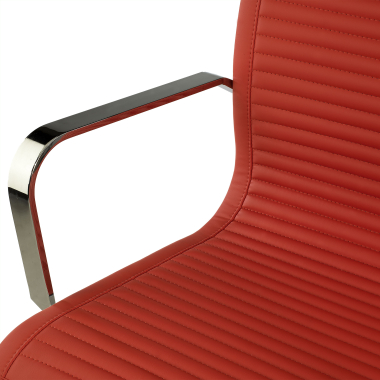 poltrona da ufficio rosso struttura cromata ecopelle ecopelle braccioli fissi 8