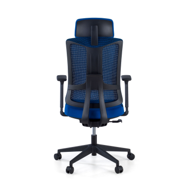 sedia ergonomica blu struttura nera rete transpirante braccioli regolabili 3d supporto lombare poggiatesta 6