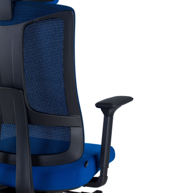 sedia ergonomica blu struttura nera rete transpirante braccioli regolabili 3d supporto lombare poggiatesta 9