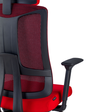 sedia ergonomica rosso struttura nera rete transpirante braccioli regolabili 3d supporto lombare poggiatesta 9