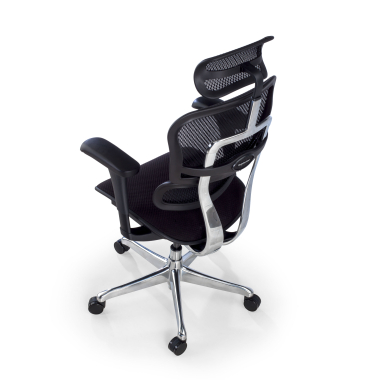 sedia ergonomica nero struttura nera sedile imbottito tessuto braccioli mobili poggiatesta 10