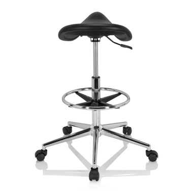 sgabello da lavoro e da laboratorio nero ergonomica di plastica senza braccioli 6