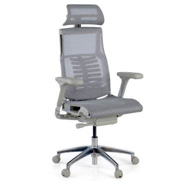 sedia ergonomica grigio struttura bianca rete transpirante braccioli regolabili 5d supporto lombare poggiatesta 1