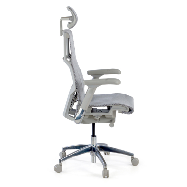 sedia ergonomica grigio struttura bianca rete transpirante braccioli regolabili 5d supporto lombare poggiatesta 4