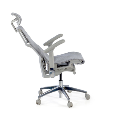 sedia ergonomica grigio struttura bianca rete transpirante braccioli regolabili 5d supporto lombare poggiatesta 5