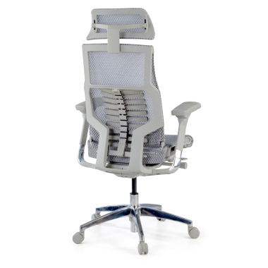 sedia ergonomica grigio struttura bianca rete transpirante braccioli regolabili 5d supporto lombare poggiatesta 6