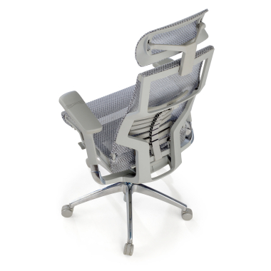 sedia ergonomica grigio struttura bianca rete transpirante braccioli regolabili 5d supporto lombare poggiatesta 8