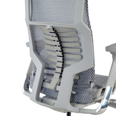sedia ergonomica grigio struttura bianca rete transpirante braccioli regolabili 5d supporto lombare poggiatesta 10