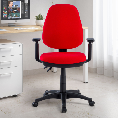 sedia da ufficio rosso con bracci tessuto braccioli regolabili 1d 2