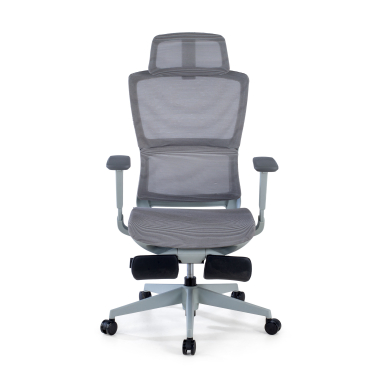 sedia ergonomica grigio con poggiapiedi rete transpirante braccioli regolabili 3d doppio supporto lombare poggiatesta poggiapiedi estensibile 3