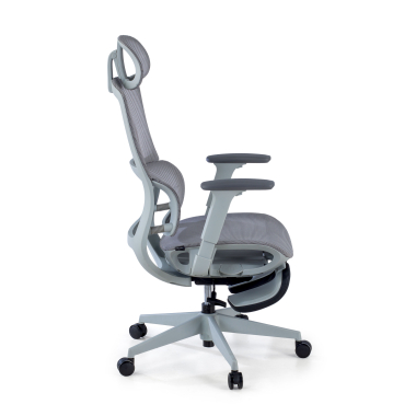 sedia ergonomica grigio con poggiapiedi rete transpirante braccioli regolabili 3d doppio supporto lombare poggiatesta poggiapiedi estensibile 4