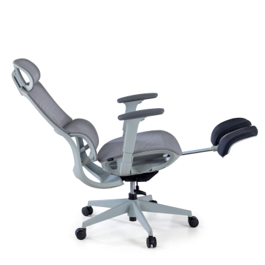 sedia ergonomica grigio con poggiapiedi rete transpirante braccioli regolabili 3d doppio supporto lombare poggiatesta poggiapiedi estensibile 5