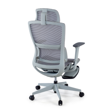 sedia ergonomica grigio con poggiapiedi rete transpirante braccioli regolabili 3d doppio supporto lombare poggiatesta poggiapiedi estensibile 6
