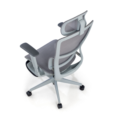 sedia ergonomica grigio con poggiapiedi rete transpirante braccioli regolabili 3d doppio supporto lombare poggiatesta poggiapiedi estensibile 8