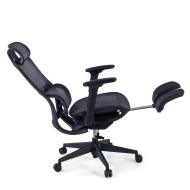 sedia ergonomica nero con poggiapiedi rete transpirante braccioli regolabili 3d doppio supporto lombare poggiatesta poggiapiedi estensibile 6
