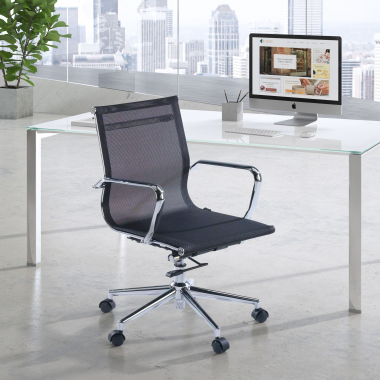 Sedia ufficio design Stilo, Struttura cromata, schienale rete basso 210737 - (Outlet)