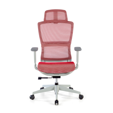 sedia ergonomica bianco rosso struttura bianca rete transpirante braccioli regolabili 3d doppio supporto lombare poggiatesta 3