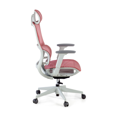 sedia ergonomica bianco rosso struttura bianca rete transpirante braccioli regolabili 3d doppio supporto lombare poggiatesta 7