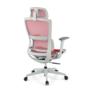 sedia ergonomica bianco rosso struttura bianca rete transpirante braccioli regolabili 3d doppio supporto lombare poggiatesta 4