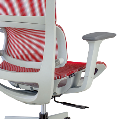 sedia ergonomica bianco rosso struttura bianca rete transpirante braccioli regolabili 3d doppio supporto lombare poggiatesta 5