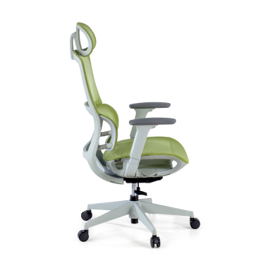 sedia ergonomica bianco verde struttura bianca rete transpirante braccioli regolabili 3d doppio supporto lombare poggiatesta 7
