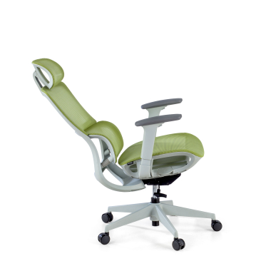 sedia ergonomica bianco verde struttura bianca rete transpirante braccioli regolabili 3d doppio supporto lombare poggiatesta 8