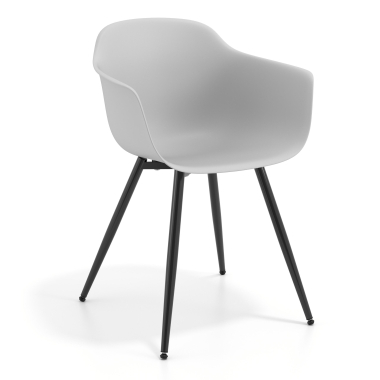 sedia da conferenza grigio 4 gambe di plastica braccioli fissi 1