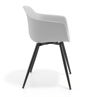 sedia da conferenza grigio 4 gambe di plastica braccioli fissi 3