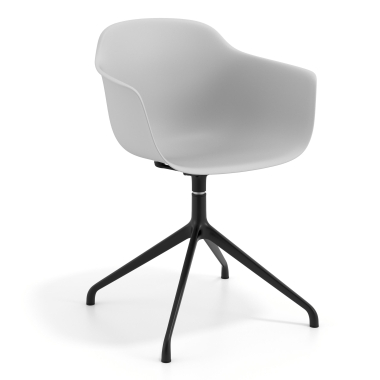 sedia sala riunione nero grigio base piramide di plastica braccioli fissi 1