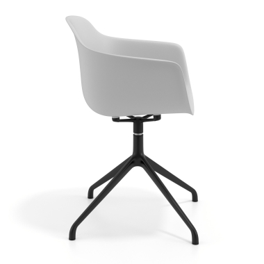 sedia sala riunione nero grigio base piramide di plastica braccioli fissi 3