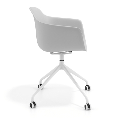 sedia sala riunione bianco grigio con ruote di plastica braccioli fissi 3
