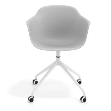 sedia sala riunione bianco grigio con ruote di plastica braccioli fissi 6