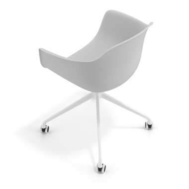 sedia sala riunione bianco grigio con ruote di plastica braccioli fissi 7