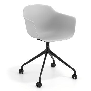 sedia sala riunione nero grigio con ruote di plastica braccioli fissi 1