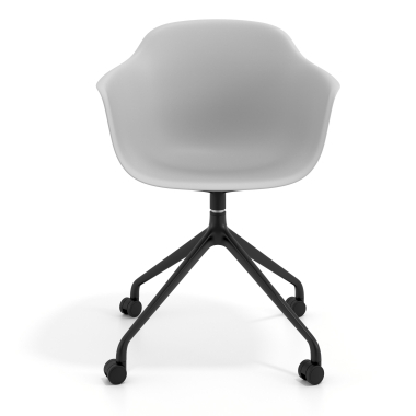 sedia sala riunione nero grigio con ruote di plastica braccioli fissi 6