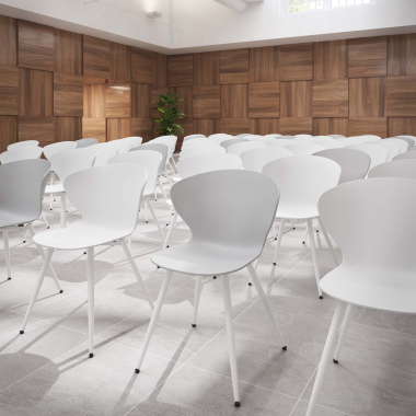 sedia da conferenza grigio 4 gambe di plastica braccioli fissi 2