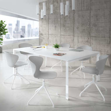 sedia sala riunione grigio base piramide di plastica braccioli fissi 2