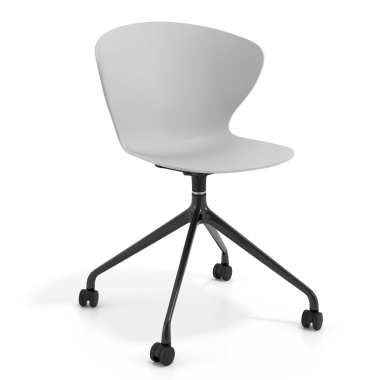 sedia sala riunione nero grigio con ruote di plastica braccioli fissi 1