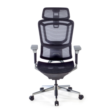 sedia ergonomica nero valkyr rete transpirante braccioli regolabili 4d doppio supporto lombare poggiatesta 3