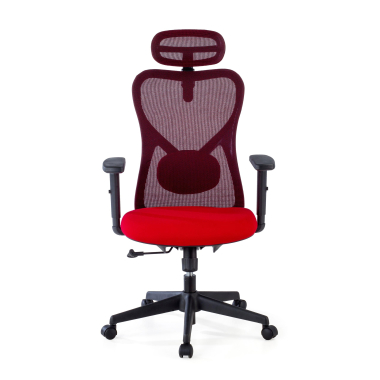 sedia da ufficio rosso struttura nera rete transpirante braccioli regolabili 1d supporto lombare poggiatesta 3