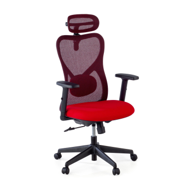 sedia da ufficio rosso struttura nera rete transpirante braccioli regolabili 1d supporto lombare poggiatesta 1