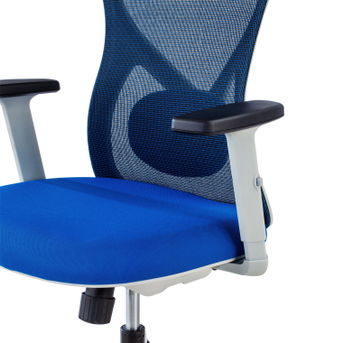 sedia da ufficio bianco blu struttura bianca rete transpirante braccioli regolabili 1d supporto lombare poggiatesta 6